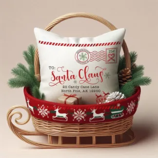 Handmade Christmas Mini Pillow: Reindeer Express Santa Mail Decor