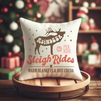 Rustic Reindeer Mini Pillow: Vintage Christmas Tiered Tray Decor