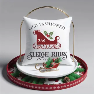 Handmade Mini Christmas Pillow: Vintage Sleigh Rides Decor (2-8")
