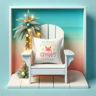Tropical Christmas Mini Pillow: Crabby or Nice Beach Design