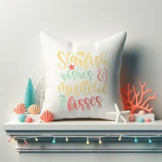 Christmas Mini Pillow with a Tropical Christmas or Beach Holiday Design