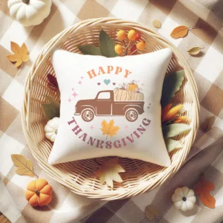 Thanksgiving Mini Pillow featuring a Vintage Truck