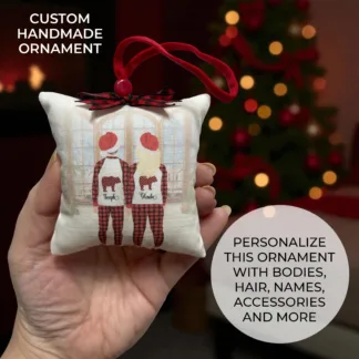 Custom Portrait Ornament - Personalized Handmade Buffalo Check for Christmas Gifts and Farmhouse Decorations