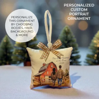 Custom Portrait Ornament - Personalized, Rustic Farmhouse Design Handmade for Christmas Gifts or Christmas Decorations