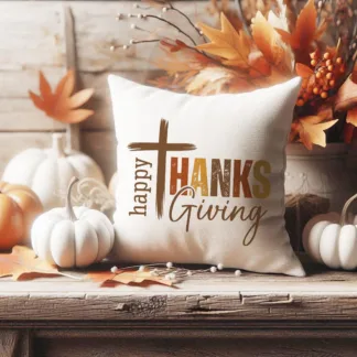 Thanksgiving Mini Pillow with a Religious Design