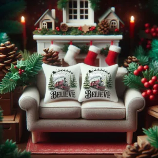 Mini Christmas Pillow: Believe Tiered Tray Decor