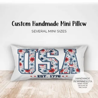 USA Mini Pillow featuring a patriotic pillow design in red, white and blue