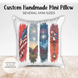 Patriotic Mini Pillow: Farmhouse USA Decor - 4th of July Tiered Tray