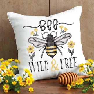 Bee Mini Pillow: "Bee Wild & Free" Tiered Tray Decor