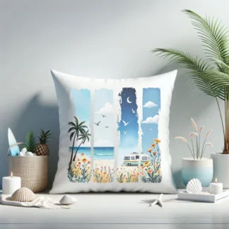 Hippie Bus Mini Pillow: Beach Tiered Tray Decor