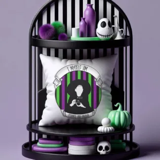 Mini Pillow “Strange and Unusual” – Beetlejuice-Inspired Gothic Whimsy