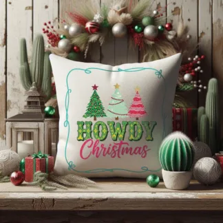 Dollhouse and Home Decor: Cowboy Western Howdy Christmas Mini Pillow