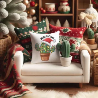 Desert Cactmas Christmas Mini Pillow: Handmade Holiday Cactus Décor