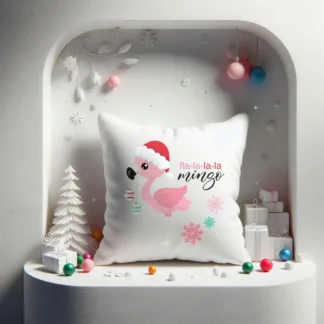Flamingo Christmas Fla-la-la-mingo Mini Pillow: Tropical Christmas Decor