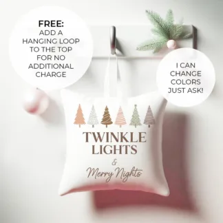 Snowy Winter Christmas Mini Pillow: Twinkle Light & Merry Nights Design