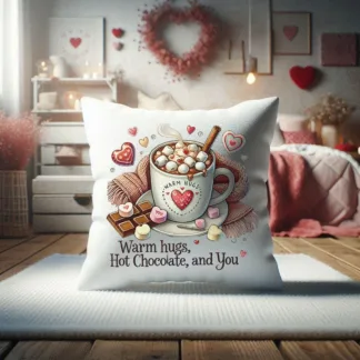 Valentine Mini Pillow with Hot Chocolate and Sweethearts