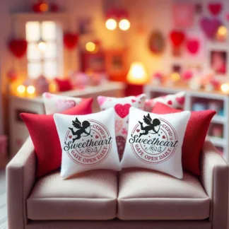 Cupid's Sweetheart Cafe Valentine's Day Mini Pillow & Dollhouse Decor