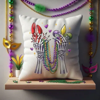 Mardi Gras Skeleton, Crab, and Beads Tiered Tray Mini Pillow & Dollhouse Decor