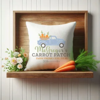 Custom Easter Carrot Patch Mini Pillow & Dollhouse Decor