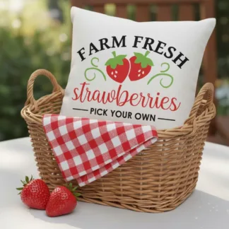 Strawberry Mini Pillow – Dollhouse & Seasonal Home Décor | Handmade in Minnesota