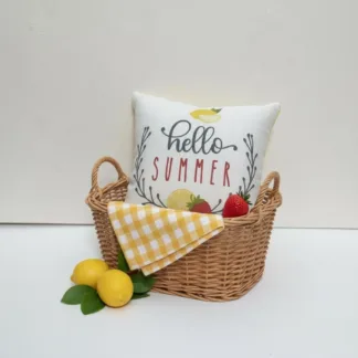 Strawberry Lemon Summer Mini Pillow – Dollhouse & Seasonal Home Décor | Handmade in Minnesota