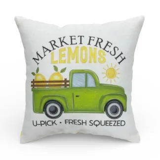 Lemon Market Mini Pillow: Vintage Truck Tiered Tray Decor