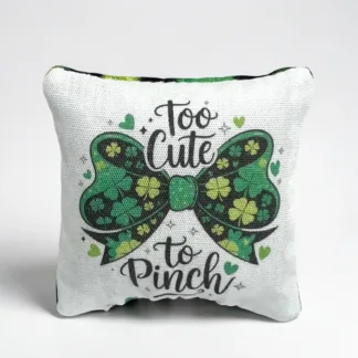 St. Patrick's Day Mini Pillow: Shamrock Bow Decor, Rustic Farmhouse Accent