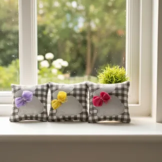 Miniature Bunny Easter Pillow: Dollhouse Mini and Tier Tray Decor