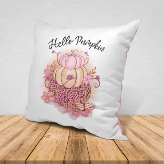 Hello Pumpkin Pink & Brown 1:12 Dollhouse Pillow